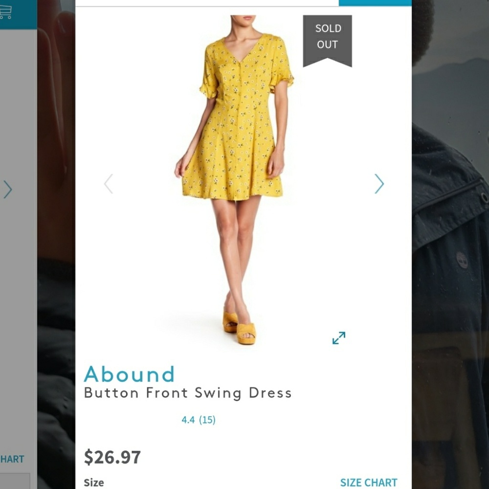 Nordstrom Yellow Floral Button Front Swing Dress